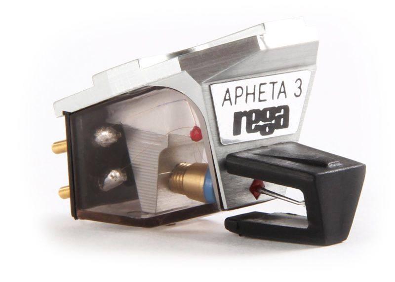 The Apheta 3 with the black stylus guard fitted, the aluminium flank lettered APHETA 3 and the rega logo