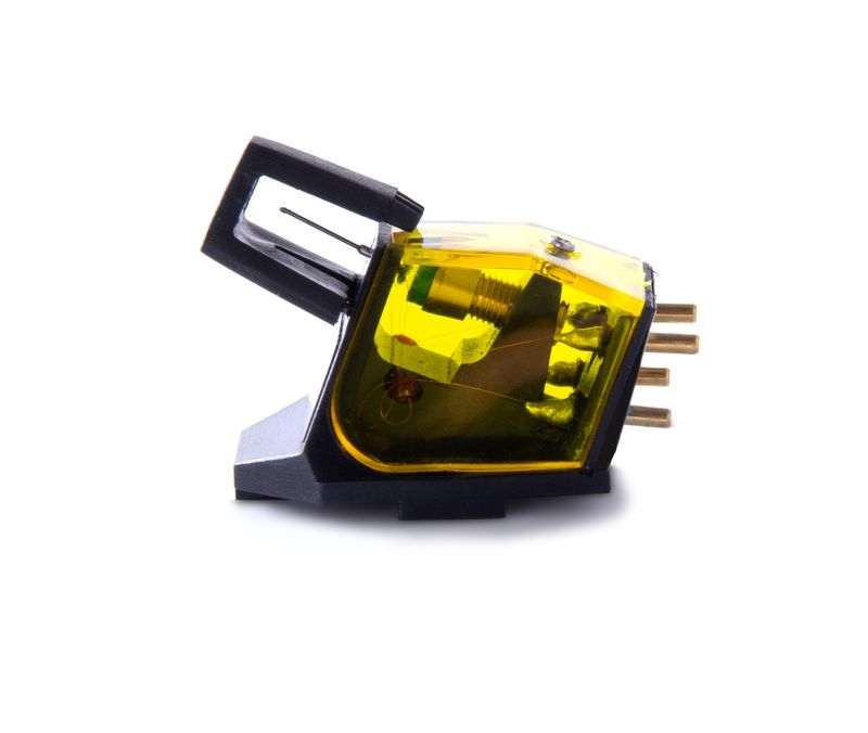The Aphelion 2 with the black stylus guard clipped over the front, the yellow body and its screw fixing seen from the side