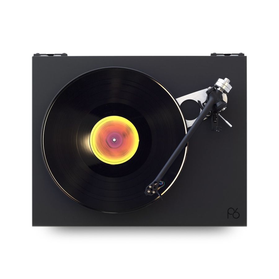 Planar 6 in Polaris grey seen from above with a record playing